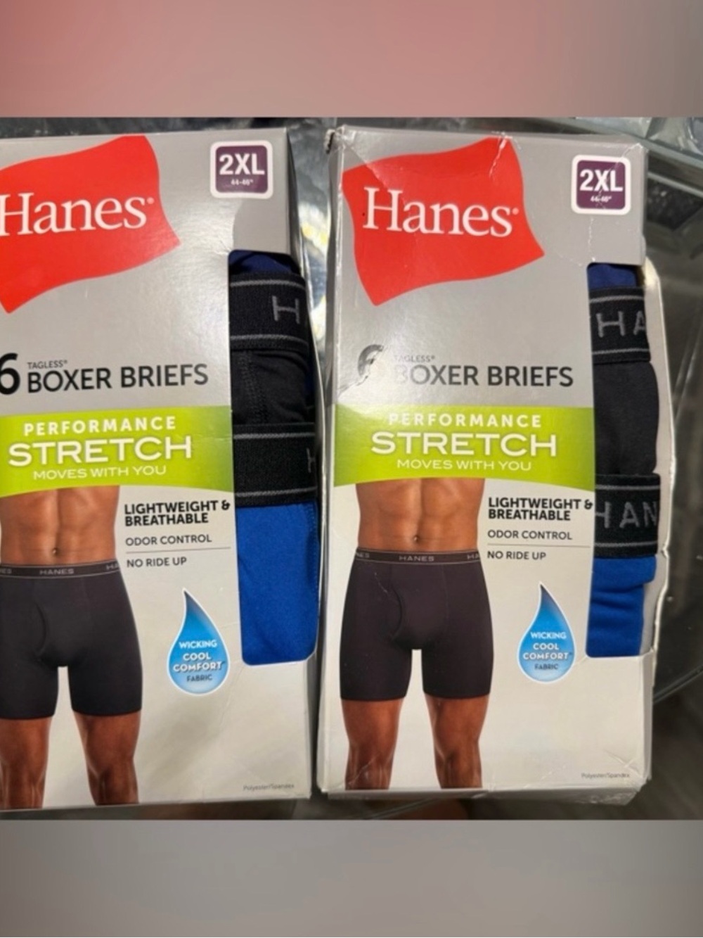 NWT Hanes Two Pack Bundle Size  2XL Men’s 6-Pack Performance Stretch Boxer Brief